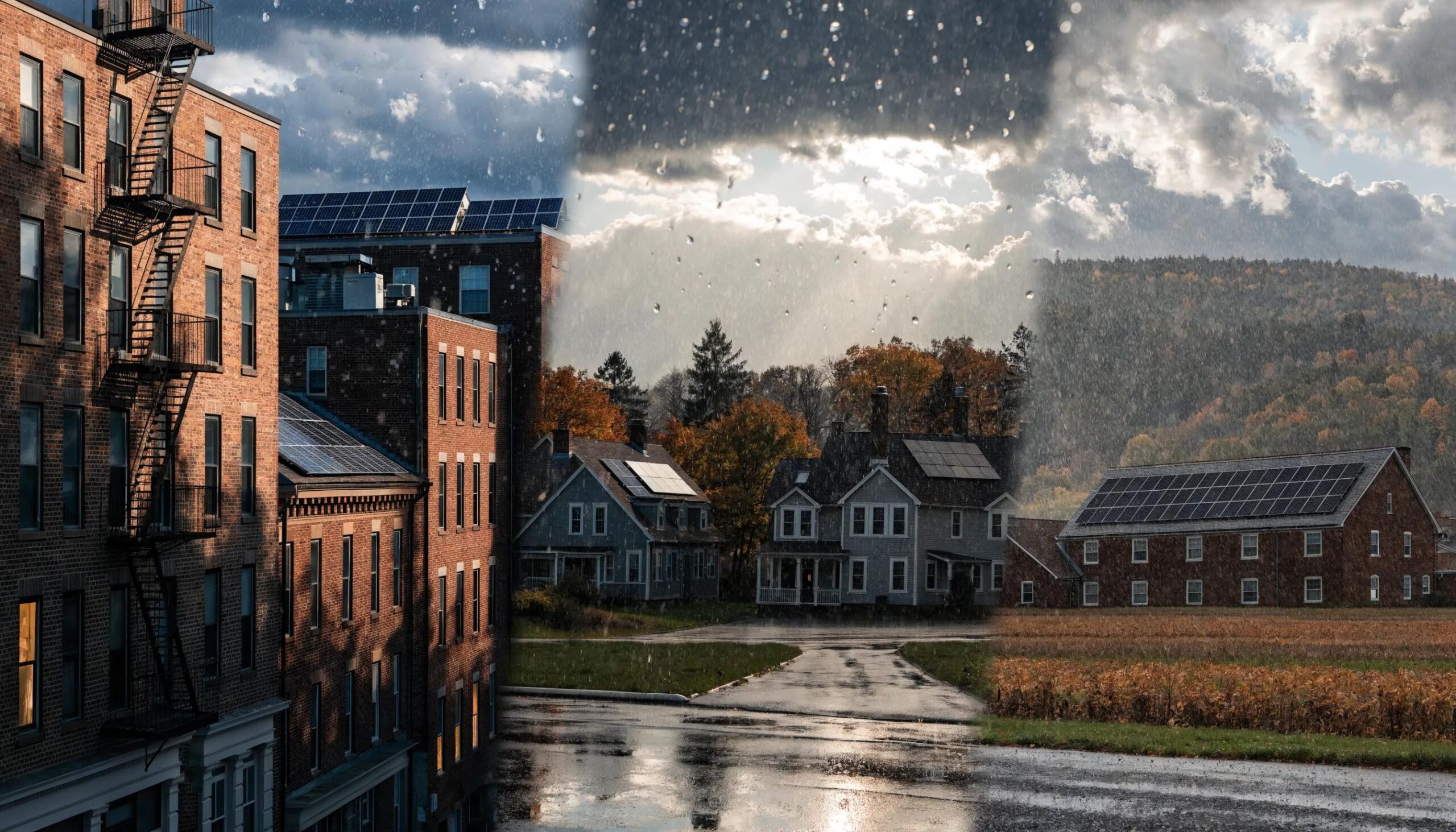 Diverse landscapes of Massachusetts illustrating various utility territories for solar energy