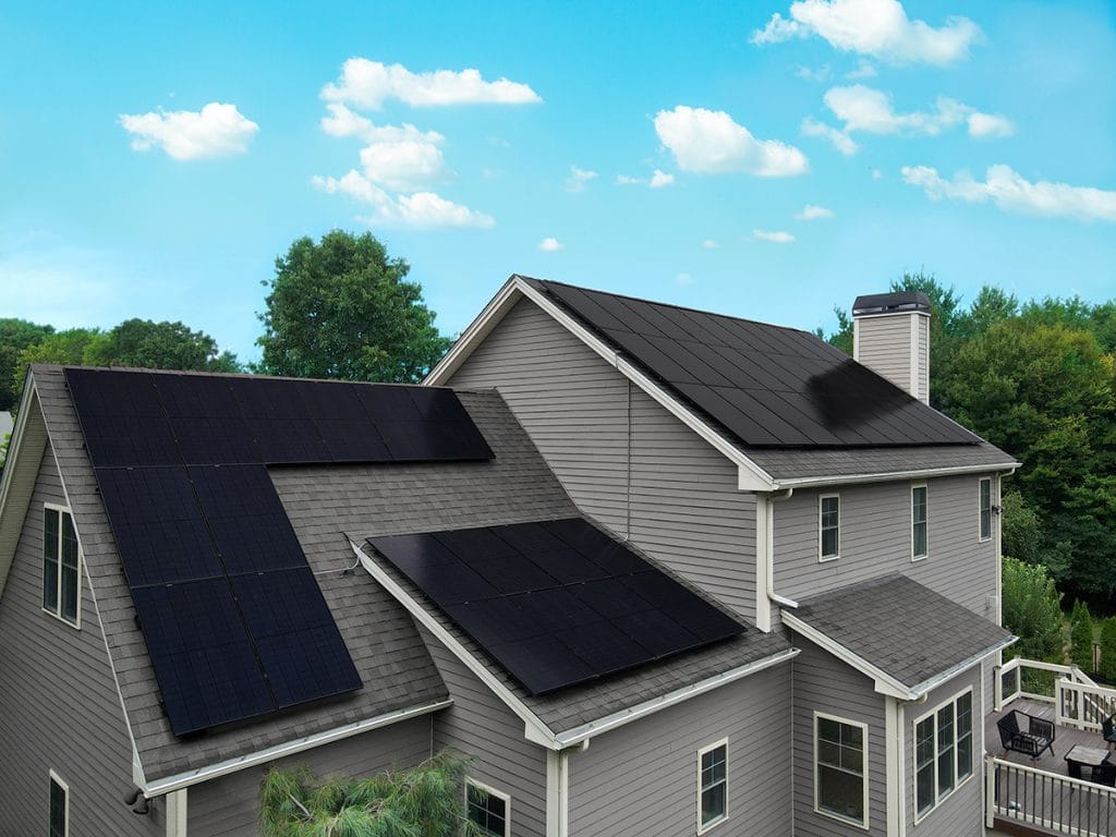 Rooftop Power solar panel installation on Providence, Rhode Island home with all-black array.