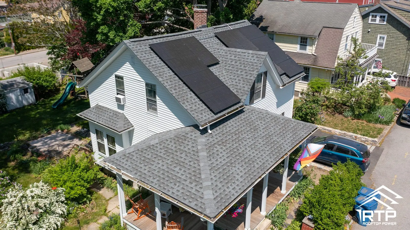 Rooftop Power solar panel installation on a home in East Greenwich, Rhode Island
