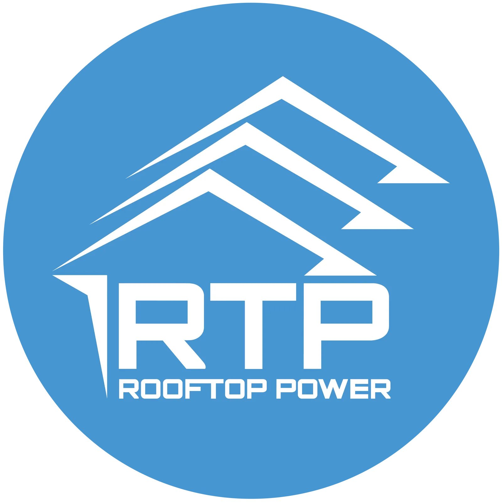 Rooftop Power logo: blue circle with house and solar panel